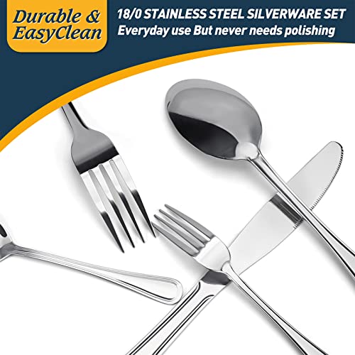 Silverware Set, Meythway Silverware Set 40 Pieces Service for 8, Stainless Steel Flatware Set with Spoons, Knives & Forks, Mirror Polished