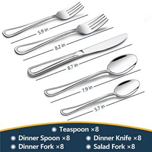 Silverware Set, Meythway Silverware Set 40 Pieces Service for 8, Stainless Steel Flatware Set with Spoons, Knives & Forks, Mirror Polished