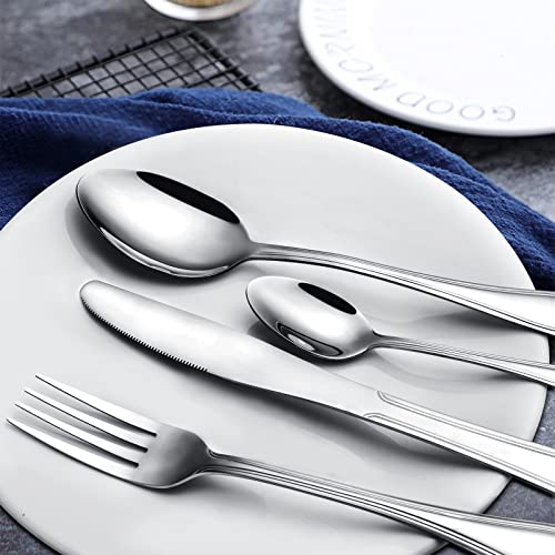 Silverware Set, Meythway Silverware Set 40 Pieces Service for 8, Stainless Steel Flatware Set with Spoons, Knives & Forks, Mirror Polished