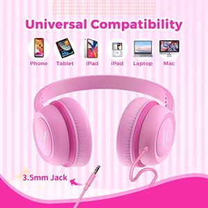 Kids Headphones, Ear Headphones for Kids, Wired Headphones with Safe Volume Limiter 85dB, Adjustable Kids Headphones with Cord 3.5mm Jack Wired for Children/Teens/Boys/Girls/Smartphones/School