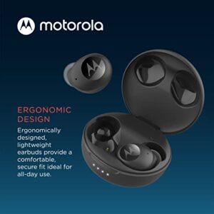 Motorola Moto Buds 250-True Wireless Bluetooth Earbuds with Microphone and Wireless Charging Case - IPX5 Water Resistant, Smart Touch-Control, Lightweight Comfort-Fit, Clear Sound, Deep Bass - Black