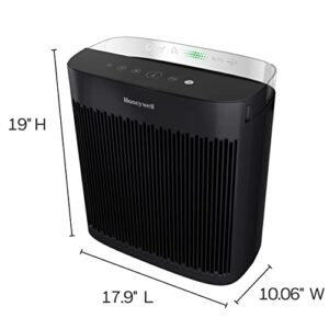 Honeywell InSight HEPA Air Purifier with Air Quality Indicator and Auto Mode, Allergen Reducer for Large Rooms (360 sq. ft), Black, Wildfire/Smoke, Pollen, Pet Dander & Dust Air Purifier, HPA5200