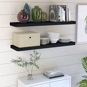 ATHENEE Home Soho Floating Shelf 36" - Wall Mount Display (9.8 x 35.4 x 1.5), Black