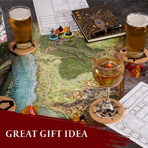 HQ Cork DND Coasters - Set of 12 Class +1 DM Icon Coasters - Great Nerdy Gift for D&D Players, Gamers, DM, Men or Women- Dungeons & Dragons Accessories for Home Decor, Mugs, Drinks, Table Decoration