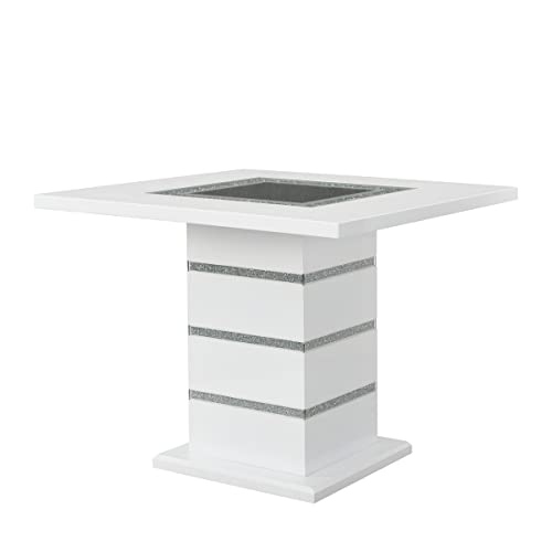 Acme Furniture Square Counter Height Table, White and Black