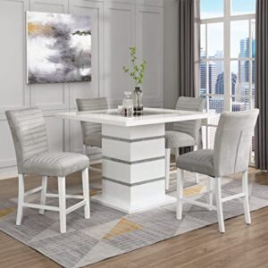 Acme Furniture Square Counter Height Table, White and Black