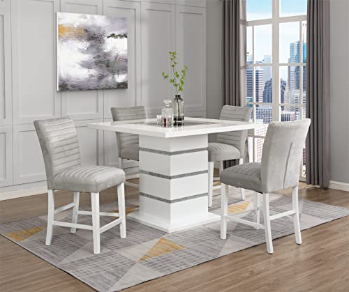 Acme Furniture Square Counter Height Table, White and Black