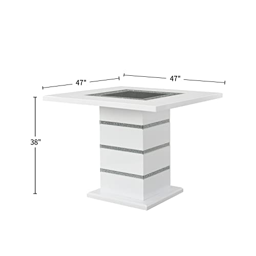 Acme Furniture Square Counter Height Table, White and Black