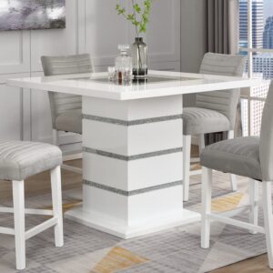 Acme Furniture Square Counter Height Table, White and Black