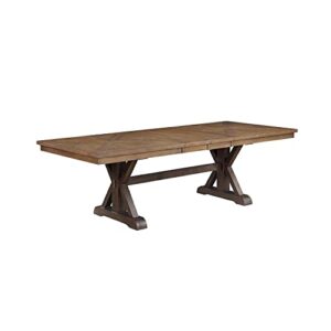 acme furniture rectangular dining table, rustic brown and oak