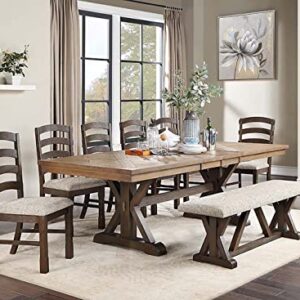 ACME Furniture Rectangular Dining Table, Rustic Brown and Oak