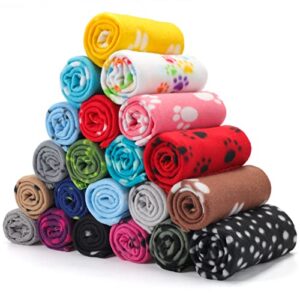 20 pieces puppy blanket pet blanket soft fleece dog blankets doggie blanket warm felt throw blanket sleep mat bed covers small blankets for puppy pet dogs cat, 20 styles (23.6 x 27.6 inch)