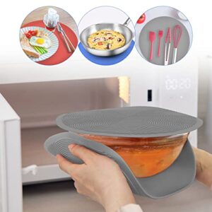 KooMall 12 10 Inch Multi-use Microwave Mat, Trivet, Pot Holders, Drying, Baking, Place Mat, Utensils Rest, Silicone Cover Pad for Hot Pots Pans Bowls Plates Dishes Kitchen Counter, Heat Resistant,Gray