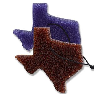 lavender and leather scented light purple and brown texas state shapes, freshies air freshener 2-pack, lone star candles and more car fresheners