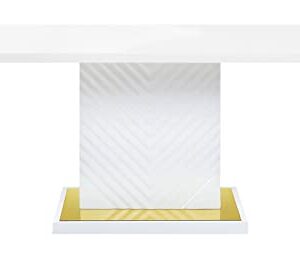 Acme Gaines Wooden Rectangular Top Dining Table in White High Gloss