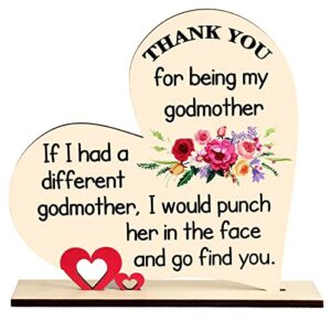 2 pieces godmother gifts from godchild thank you for being my godmother proposal gifts heart wood keepsake inspirational gift idea for godmother's birthday mother's day god mom nurse