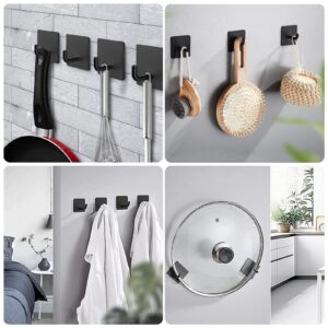 FuriTou 6 Pack Adhesive Hooks for Hanging Towel Hooks for Wall Heavy Duty Door Robe Hooks for Bathrooms Black