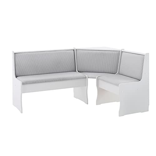 Riverbay Furniture Wood Storage Nook Dining Set in White and Gray