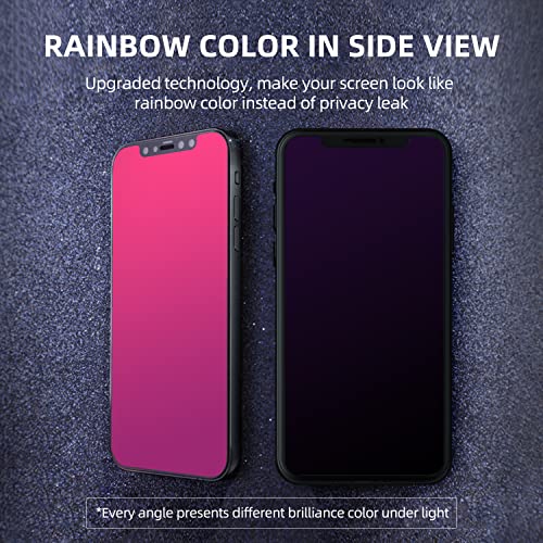 EGKimBa Privacy Screen Protector compatible with iPhone 13 Pro Max/iPhone 14 Plus, 6.7 inch Gradient Colorful Electroplated Anti-Spy Anti-Blue Light Easy Installation Tempered Glass