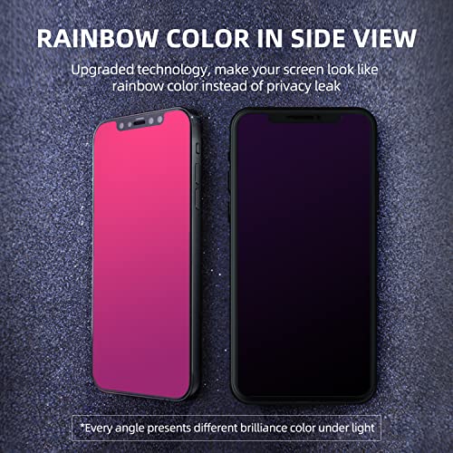EGKimBa Privacy Screen Protector compatible with iPhone 12 /iPhone 12 Pro, 6.1 inch Gradient Colorful Electroplated Anti-Spy Anti-Blue Light Easy Installation Tempered Glass