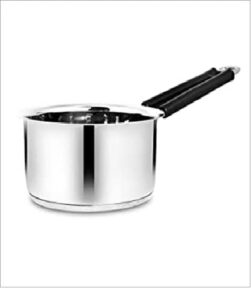 kansara stainless steel saucepan, multipurpose sauce pot with silicone handle, sanwich bottom sauce pan ( silver ) (1.26 quart)