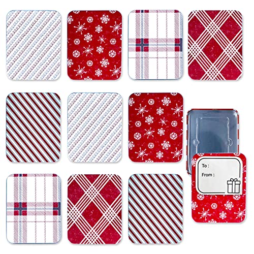 Gift Card Holder Tin Boxes for Christmas - 10 Unique Tins Holders with Lids for Gift Cards & Money - Perfect for Birthday Easter Valentines Any Holiday - Custom Red White Boxed for Easy Gift Giving