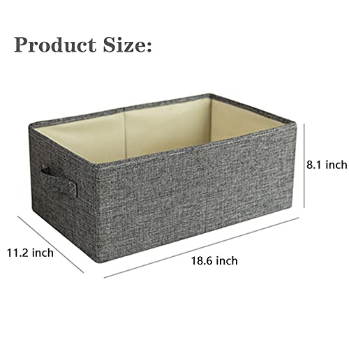 Foldable Storage Bins Rectangle Fabric Storage Basket, Closet Organizer Bins with Handles, Toy Organizer, Baskets for Gifts Empty for Home Office Kids Room Clothes Closet Shelves (Large-18.6L x 11.2W x 8.1H)