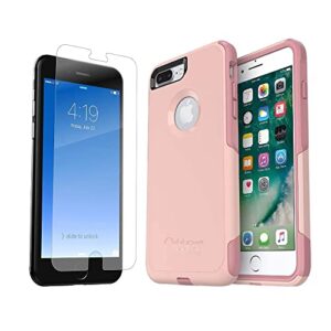 otterbox commuter series case for iphone 8 plus & iphone 7 plus (only) - (not compatible with other iphone 7/8 models) - with screen protector - bundle packaging - ballet way (pink salt/blush)