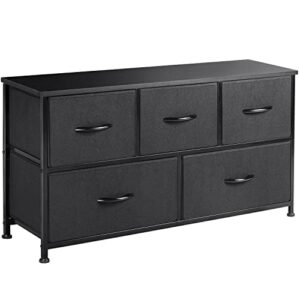 shahoo fabric dresser for bedroom with 5 drawers wide chest storage cloth organizer, living room, hallway, nursery, black