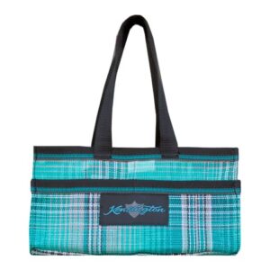 kensington grooming tote with removable bottom - carrying tote bag for outgoing, bathing essentials organizer, grooming accessory bag, atlantis teal