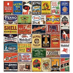 reproduced vintage tin sign pack, gas oil retro advert antique metal signs for garage man cave bar kitchen, nostalgic car decor, 8x12 inch (35 pieces a)