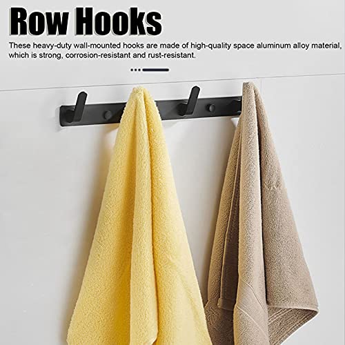 EBTOOLS 4 Hooks Wall Mounted Aluminum Row Hooks Coat Rack, Coat Hooks for Bedroom, Bathroom, Closet, Kitchen, Pantry and Garage(4 Hooks)