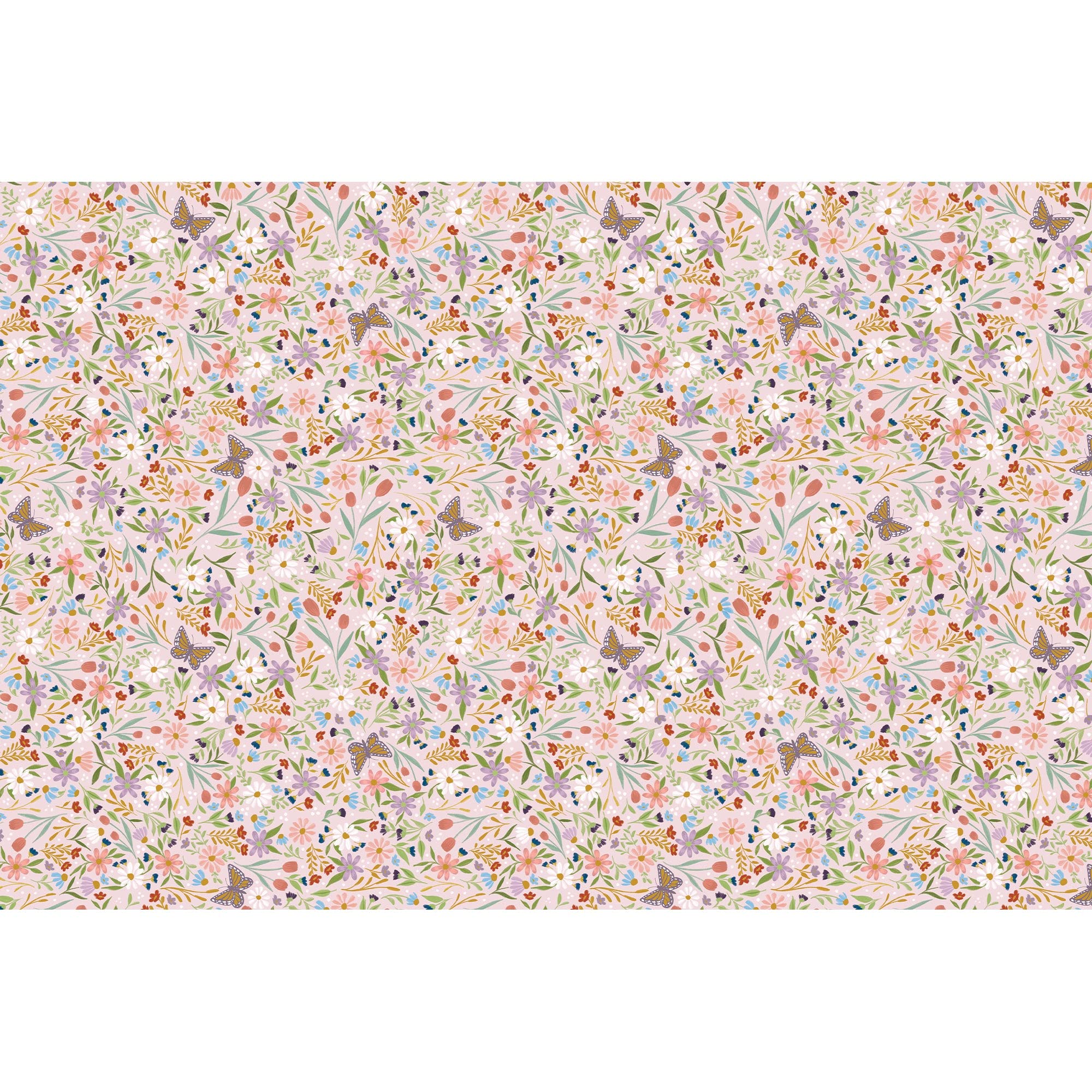 JILLSON & ROBERTS Printed Unfolded Gift Tissue 20" x 30" for Birthdays, Wine Bags, Weddings, Delicate Floral, 240 Sheets