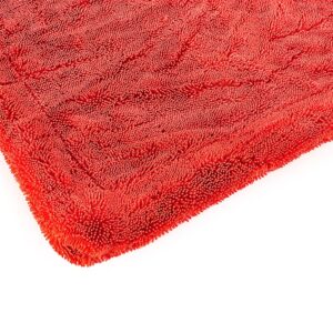 The Rag Company - The 1500 - Heavy Duty Microfiber Drying Towel; Perfect for Trucks, Commercial Vehicles, RVs, Boats, and More; Premium 70/30 Blend Twist Loop Design, 1500gsm, 30in x 30in, Red