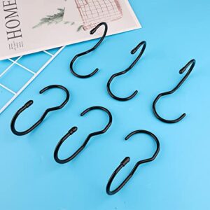 SAVITA 10pcs Purse Hooks for Closet, Heavy Duty Black S Hooks for Hanging Clothes in a Closet Handbags Twist Design with Rubber Stopper for Living Room Kitchen Bathroom S Hooks Rod (Black)