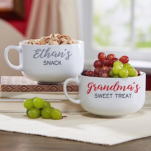 Let's Make Memories Personalized Ceramic Oversized Bowl - Holds 32 oz. - w/Handle - Blue