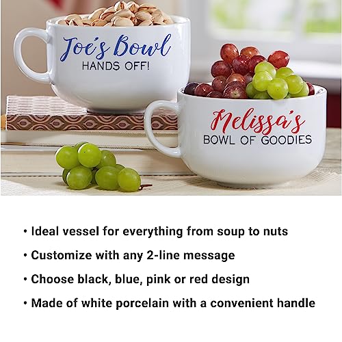 Let's Make Memories Personalized Ceramic Oversized Bowl - Holds 32 oz. - w/Handle - Blue