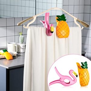 4 Pieces Beach Towel Clips Chair Holders Portable Towel Holders for Holiday Pool (Flamingo and Pineapple Style)