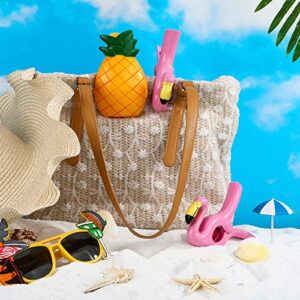 4 Pieces Beach Towel Clips Chair Holders Portable Towel Holders for Holiday Pool (Flamingo and Pineapple Style)