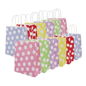 30 pieces kraft paper polka dots party favor bags with handle, 6 colors polka dot gift bags bulk,cute dots paper gift bags for party supplies,wedding,baby shower,birthday,gifts,shopping - size 10'(h)x8'(l)x4'(d)