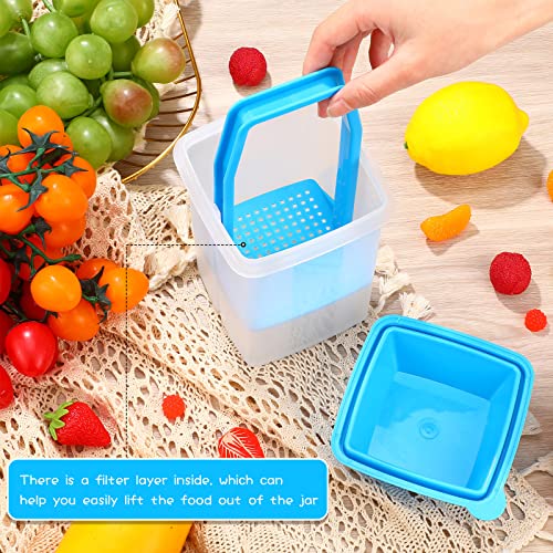 CHENGU Jalapeno Container Pickle Containers with Strainers Pickle Jar Containers Square Jalapeno Dispenser Large Pickle Keeper Pickled Food Container for Home Kitchen Supplies (Blue)