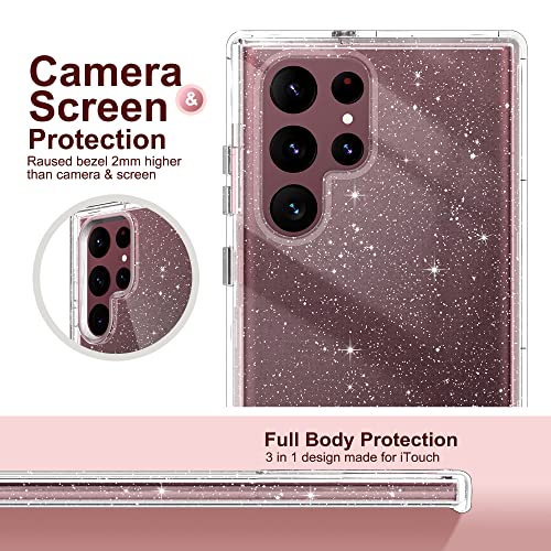 ULAK Compatible with Samsung Galaxy S22 Ultra 5G Case, Heavy Duty Shockproof Hybrid Soft TPU Bumper Drop Protection Transparent Phone Case for Galaxy S22 Ultra 5G 6.8 inch - Clear Glitter