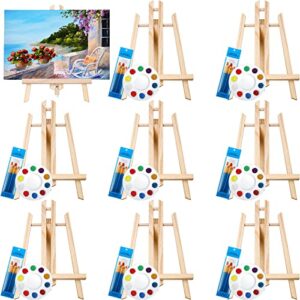 teling 96 pcs acrylic painting set with easels, 8 wood easels, 80 brushes with nylon brush head, 8 plastic palettes painting supplies kit for adults kid artist party art, 7.5 x 11.8 in easel, no paint