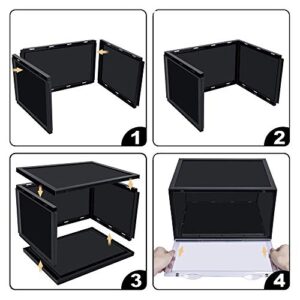 K.T.Z Shoe Boxes,Clear Plastic Shoe Box Magnetic Side Open Stackable Shoe Box, Black, 3 PCS