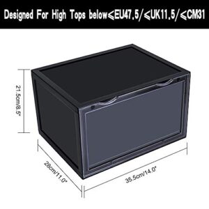 K.T.Z Shoe Boxes,Clear Plastic Shoe Box Magnetic Side Open Stackable Shoe Box, Black, 3 PCS