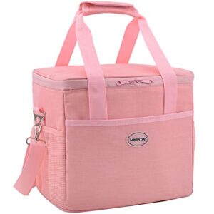 mkpcw reusable lunch bag insulated cooler lunch box internal leak proof with adjustable shoulder strap for men women (pink)