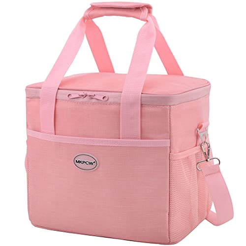 MKPCW Reusable Lunch Bag Insulated cooler Lunch Box Internal leak proof with Adjustable Shoulder Strap for Men Women (Pink)