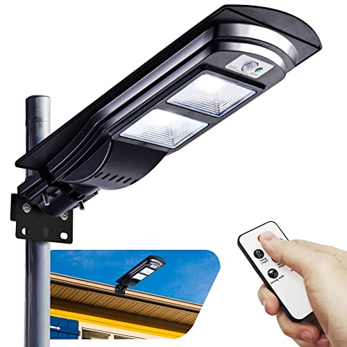 Jsieem 4000LM Solar Street Light Dusk to Dawn Outdoor Lighting Solar Flag Pole Light with Motion Sensor and Remote Control