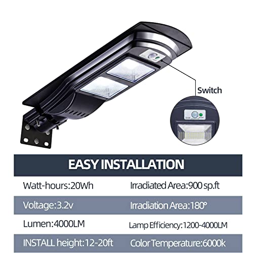 Jsieem 4000LM Solar Street Light Dusk to Dawn Outdoor Lighting Solar Flag Pole Light with Motion Sensor and Remote Control