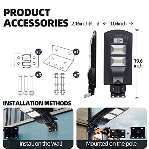 Jsieem 4000LM Solar Street Light Dusk to Dawn Outdoor Lighting Solar Flag Pole Light with Motion Sensor and Remote Control